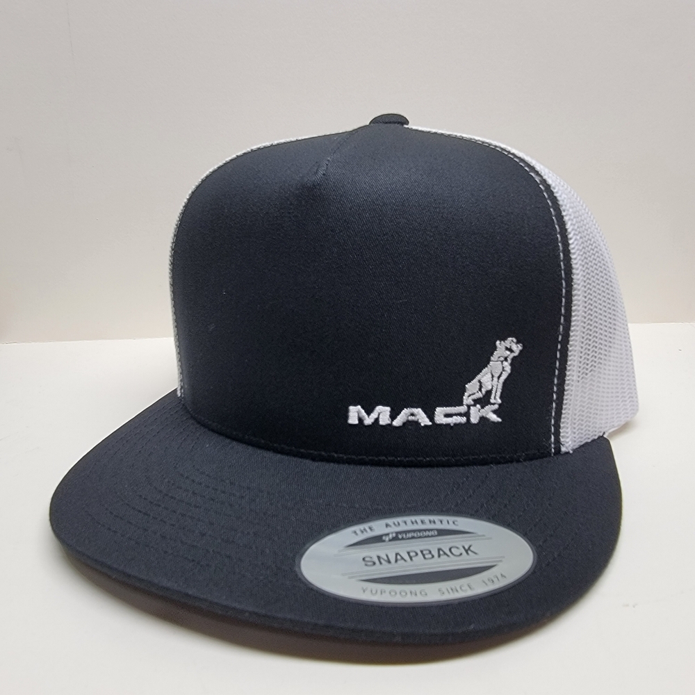 Yupoong Mack Bulldog Trucker Mesh Snapback Cap Hat Black & White